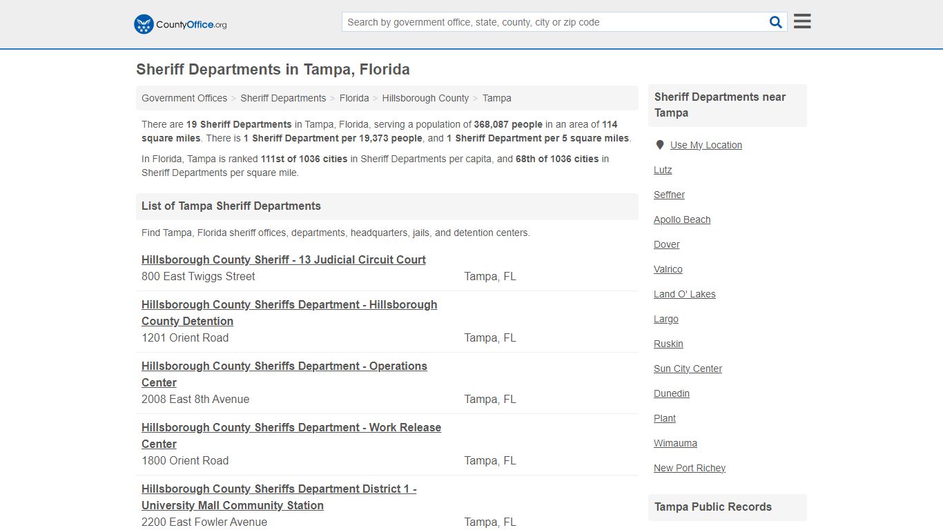 Sheriff Departments - Tampa, FL (Arrests, Jails & Auctions)